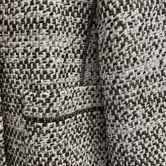 EUC Lafayette 148 New York tweed white brown glittery silver lurex jacket, M - Picture 5 of 6